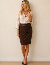 Load image into Gallery viewer, Frank Lyman Skirt 263049. Chocolate Brown