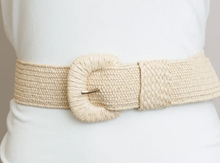Load image into Gallery viewer, Rattan Stretch Belt. Off White