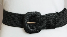 Load image into Gallery viewer, Rattan Stretch Belt Black