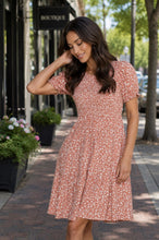 Load image into Gallery viewer, Ell Puff Sleeve Smocked Bodice Dress  EE1292
