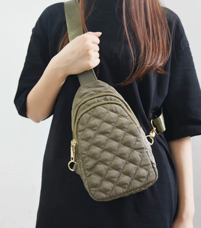 Sling Puffer Bag/ Army Green – Kaylia Boutique