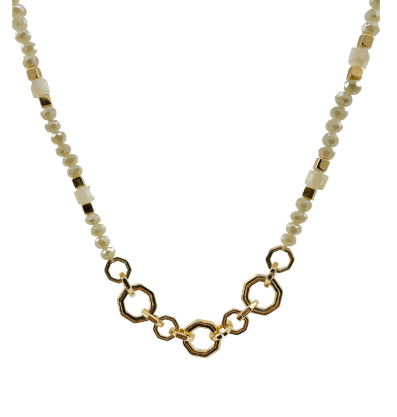 Short GoldLink Necklace W/ Beaded Chain