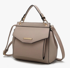 MFK Backpack, Vegan Leather Crossover Handbag /Beige