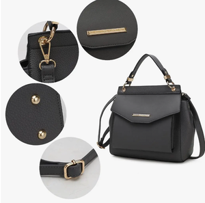 MFK Backpack, Vegan Leather Crossover Handbag /Black