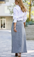 Load image into Gallery viewer, Front button Down Denim Maxi Skirt
