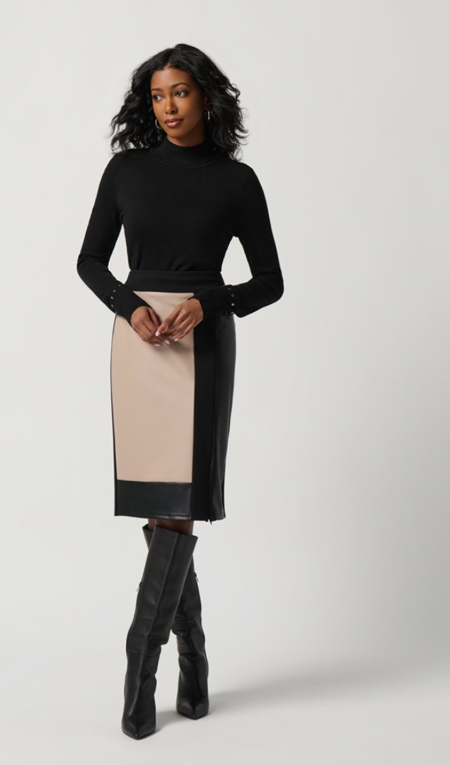 Joseph Ribkoff Faux Leather / Knit. Skirt