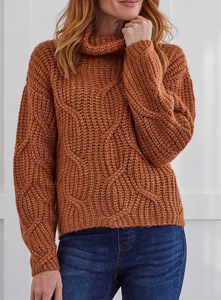 Tribal Turtleneck Sweater W/ Cable Detail