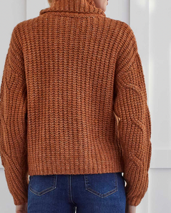 Tribal Turtleneck Sweater W/ Cable Detail