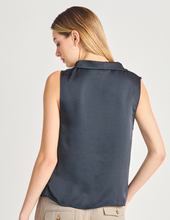 Load image into Gallery viewer, Black Tape Satin Cowl Neck Top
