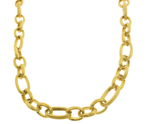 Short Necklace W/Chunky Link and Ridged Finish/ FN2102-G