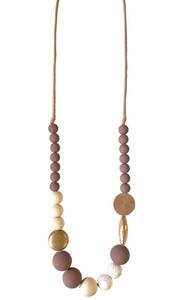 Long Resin Necklace W/Wood and Marble Beads. NN2204