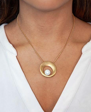 Load image into Gallery viewer, Short Gold Plated Necklace W/ Sea Pearl AN851-G
