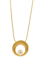 Load image into Gallery viewer, Short Gold Plated Necklace W/ Sea Pearl AN851-G

