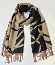 Load image into Gallery viewer, WInter Scarf Ribbon/ Margo-B    Black/ Beige
