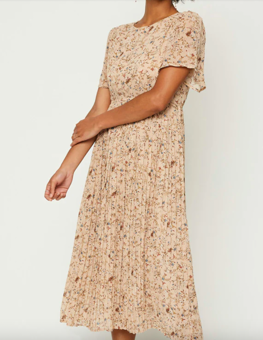 Hayden Pleated Floral Midi Dress