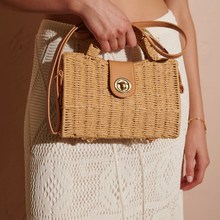 Load image into Gallery viewer, Rattan Straw Hand Bag/ Tan
