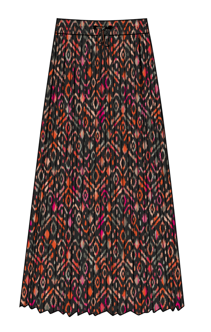 Apricot Ikat Print in Gypsy Chiffon Skirt  847163