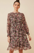 Load image into Gallery viewer, Hayden Floral Chiffon Smocked Waist / Cuff Dress HY6291
