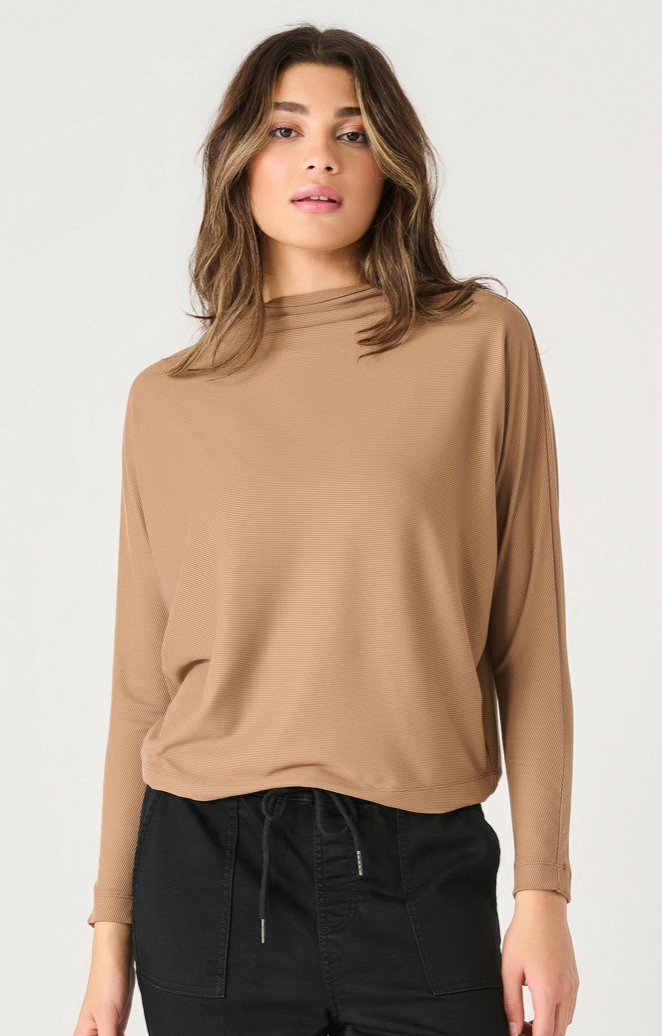 Dex Mock Neck Ribbed Top. 2424033