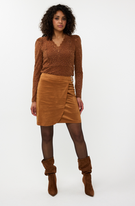 Esqualo Overlap Skirt, Suedine.  F2410507