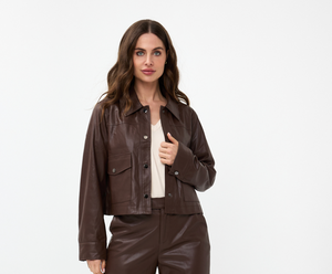 Esqualo Short Vegan Leather Jacket. F2411501