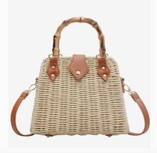 Load image into Gallery viewer, Rattan Tote Shoulder Bag with Bamboo Handle
