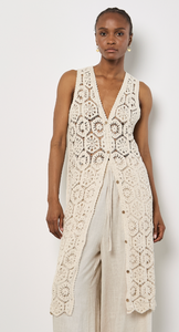 Apricot Crochet Sleeveless Coverup. 943605