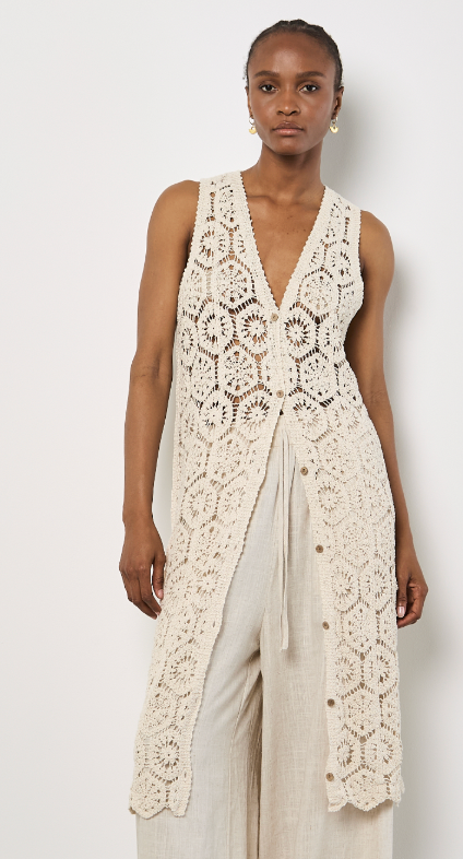 Apricot Crochet Sleeveless Coverup. 943605