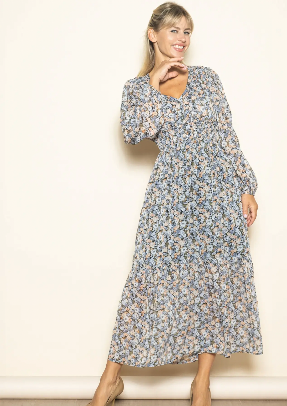 Ell Floral V Neck Dress