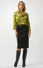 Load image into Gallery viewer, Joseph Ribkoff Scuba/ Leatherette Pencil Skirt. 253063
