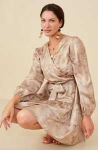Hayden Womens Abstract Print Belted Satin Wrap Dress. HB0035