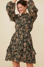 Load image into Gallery viewer, Hayden Womens Pleat Textured Antique Floral Ruffle Detail Dress. HY8898
