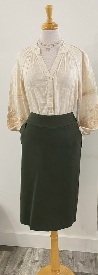 Lasania Pencil Skirt.  (Green)
