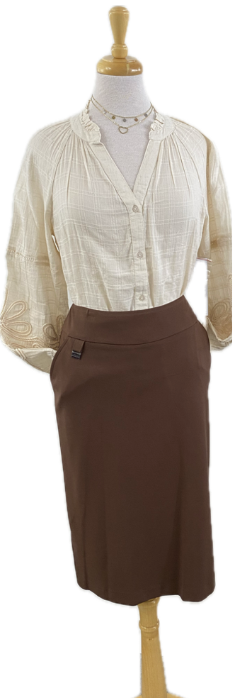 Lasania Pencil Skirt.  Charcoal Stripe