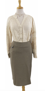 Lasania Pencil Skirt.  (Beige Stripe)