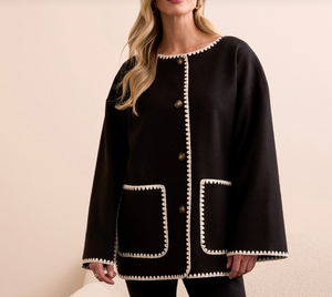 Tribal Button Front Coat W/ Detachable Scarf