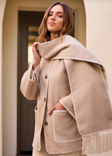 Load image into Gallery viewer, Tribal Button Front Coat W/ Detachable Scarf
