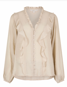 Apricot Shimmer Slub Ruffle Shirt  X113972