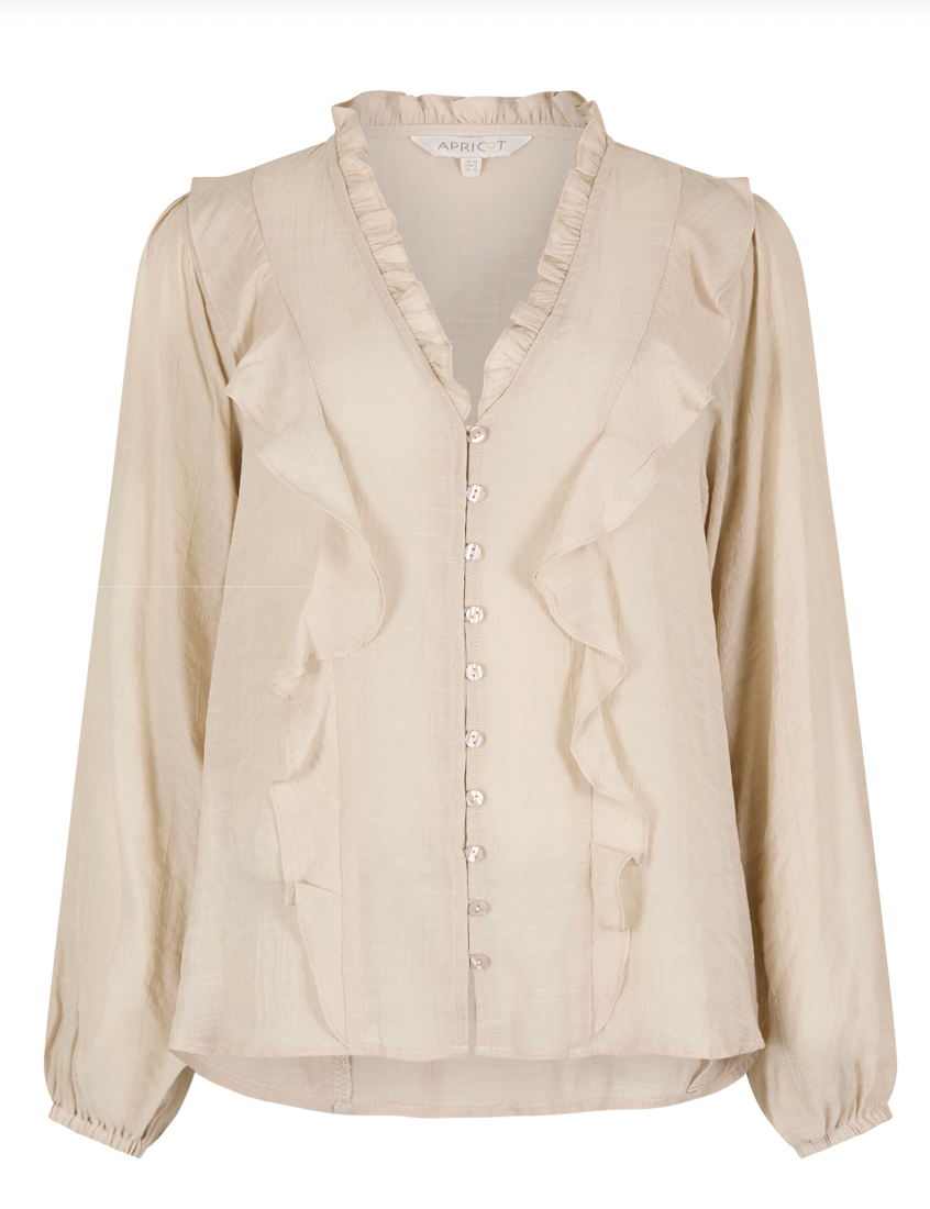 Apricot Shimmer Slub Ruffle Shirt  X113972