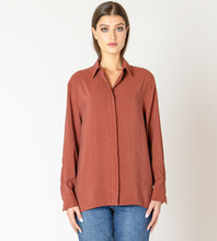 Load image into Gallery viewer, Black Tape Button Back Flowy Blouse 2623708T
