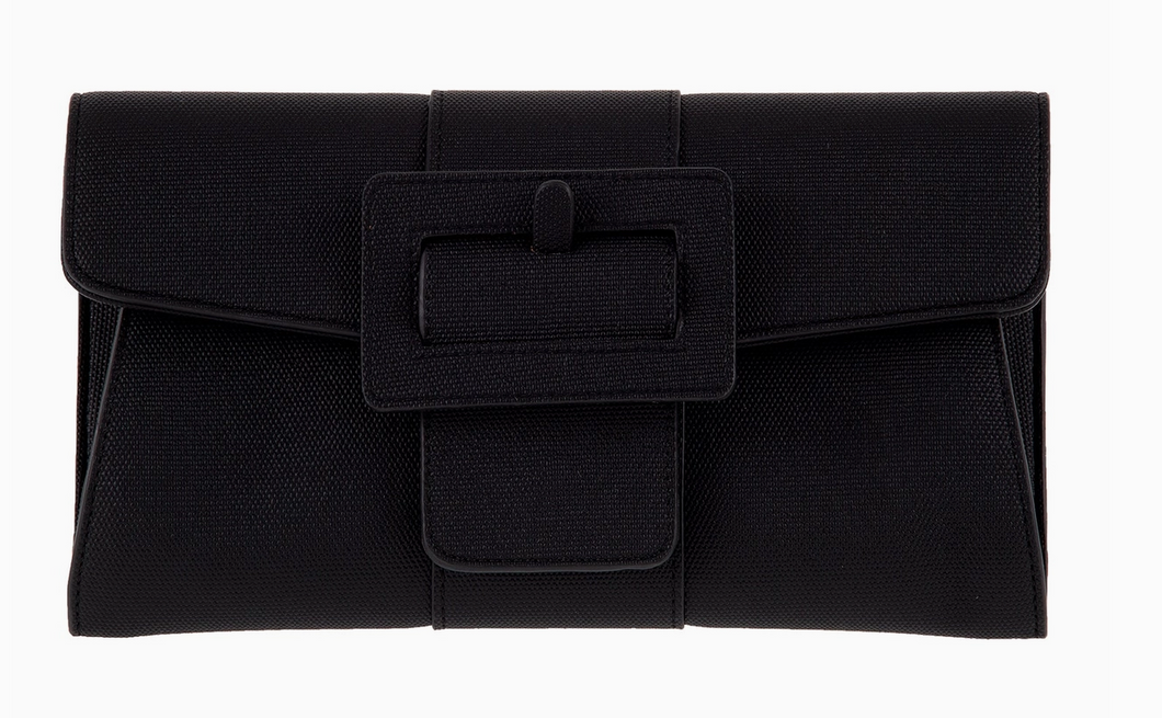 Synthetic Leather Belted Envelope Clutch