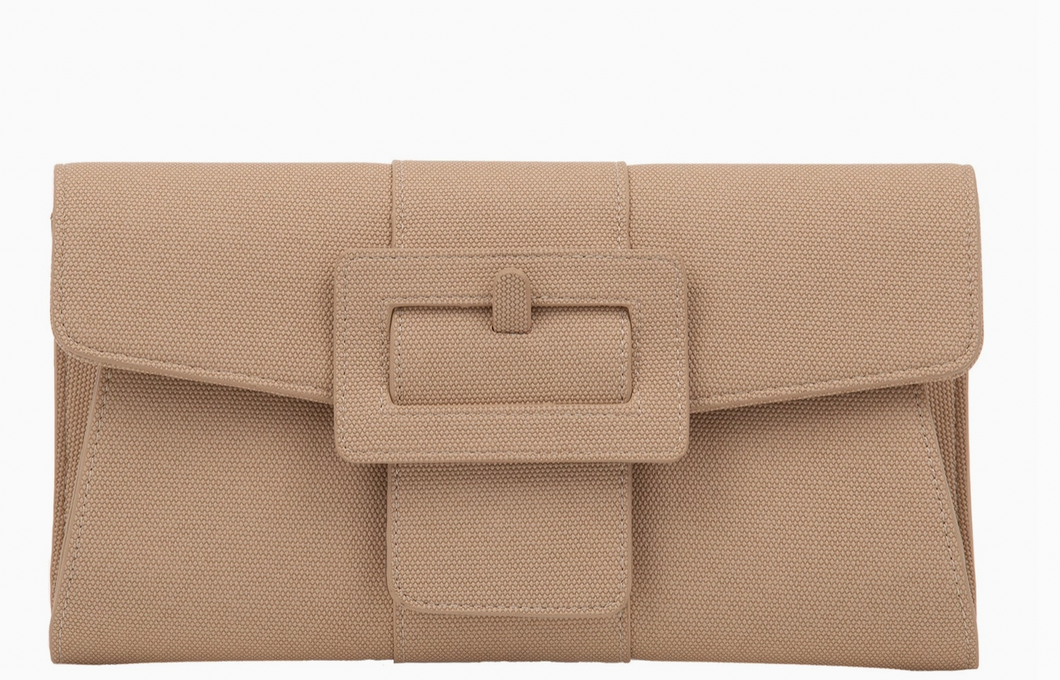 Synthetic Leather Belted Envelope Clutch