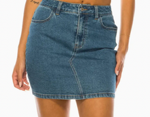 Load image into Gallery viewer, Mined Short Jean Skirt  Medium Wash
