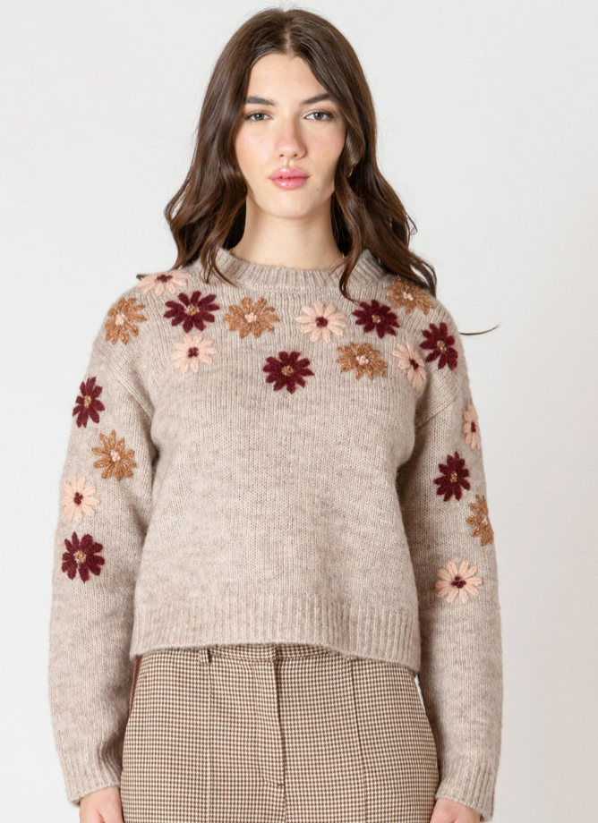 Black Tape Floral Applique Sweater.  2627014