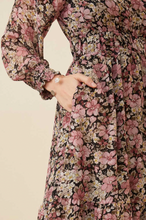 Load image into Gallery viewer, Hayden Floral Chiffon Smocked Waist / Cuff Dress HY6291
