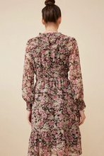 Load image into Gallery viewer, Hayden Floral Chiffon Smocked Waist / Cuff Dress HY6291
