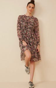 Hayden Floral Chiffon Smocked Waist / Cuff Dress HY6291