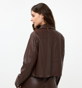 Esqualo Short Vegan Leather Jacket. F2411501