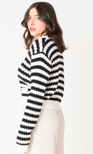 Load image into Gallery viewer, Black Tape Textured Striped Cardigan. 2527253
