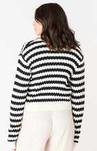 Load image into Gallery viewer, Black Tape Textured Striped Cardigan. 2527253
